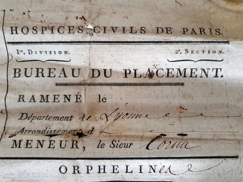 ANCIEN CERTIFICAT de PLACEMENT d'une ORPHELINE HOSPICES CIVILS DE PARIS 1807 19è - Photo 2 sur 12