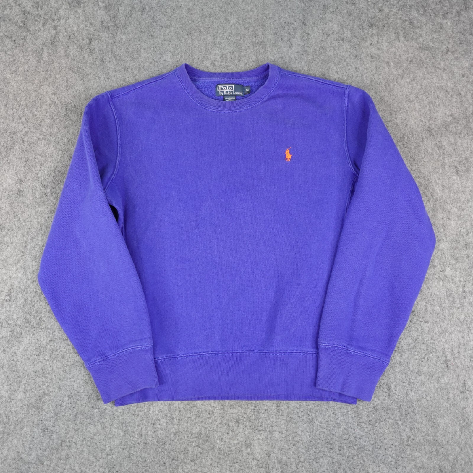 Polo Ralph Lauren vintage maglione uomo blu medio felpa arancione pony Y2K