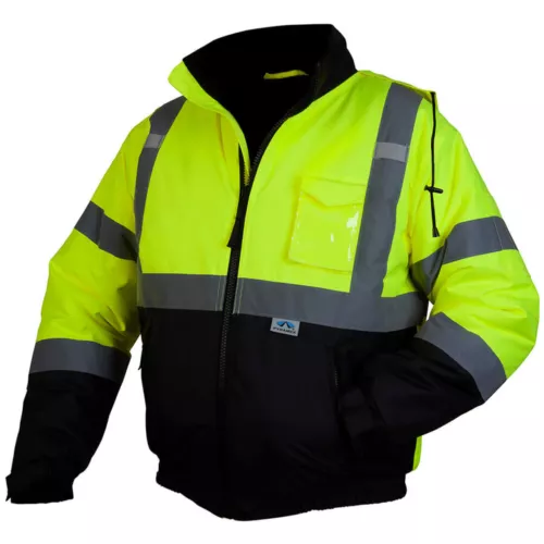 HIGH VISIBILITY INSULATED HI VIS REFLECTIVE ROAD WORK SAFETY BOMBER JACKET COAT