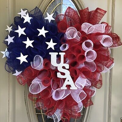 4th of July Wreath Patriotic wreath Veterans Day Wreath, Truck Wreath Red White and Blue wreath