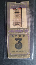 1920's B.P.O.E. Elks Club San Francisco "Diamond Quality" Matchbook Match Cover