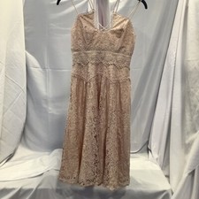 Asos Womens Fit & Flare Midi Prom Dress Beige Floral Lace Lined Petites 6 New