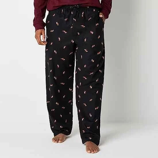 St. John's Bay Men's Flannel Pajama Lounge Sleep Pants XX-LARGE Black Fox