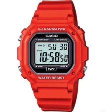 Casio F108WHC-4A, Digital Chronograph Watch, Red Resin, Alarm, 7 Year Battery
