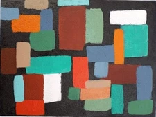 Original Abstract Expressionist Mid Century Modern Style Art Painting Cubist Raw