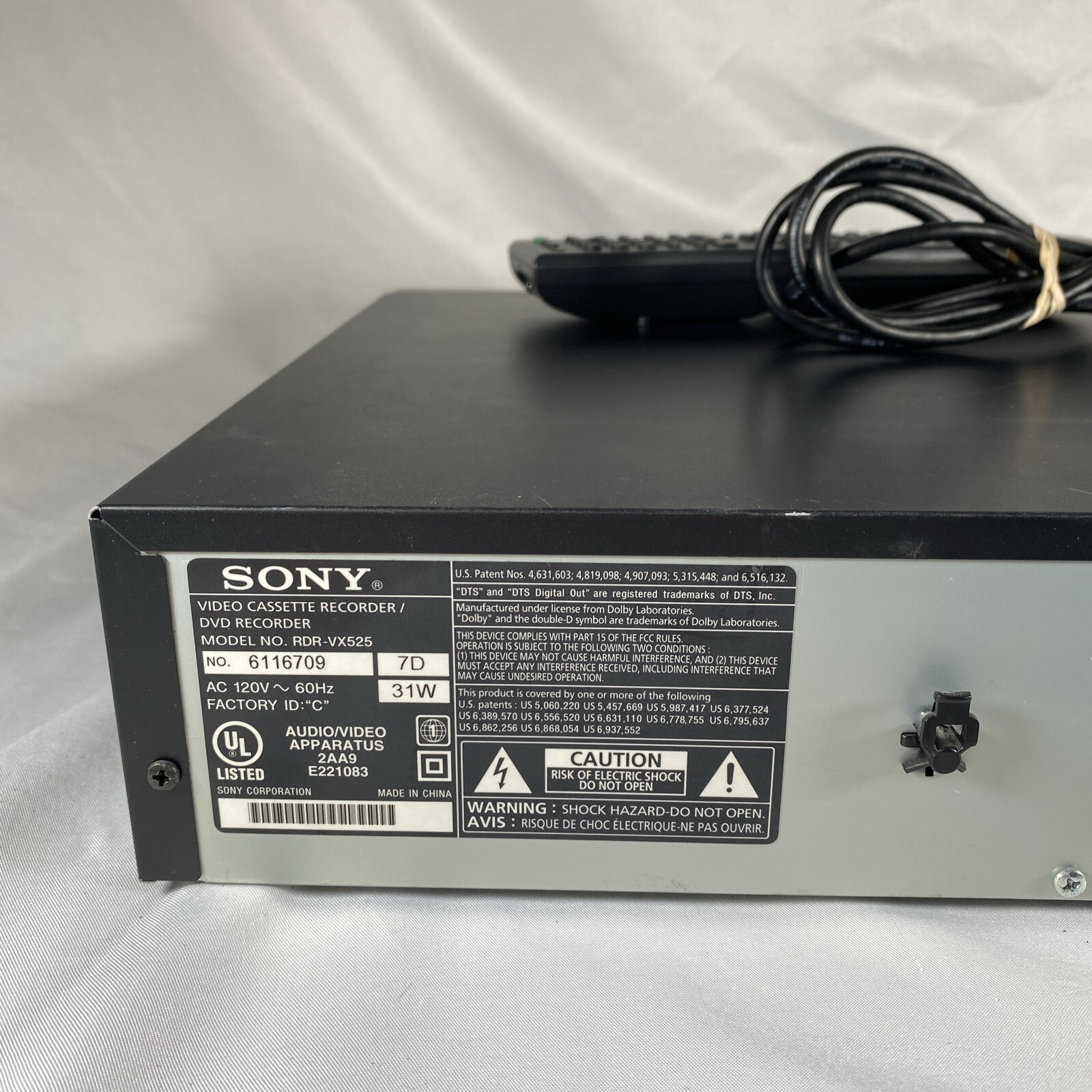 Sony RDRVX525 DVD Recorder VCR VHS HDMI Combo Player w/ Remote Tested