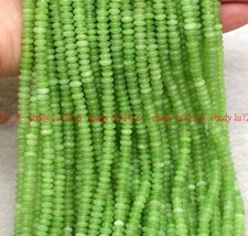 Fashion Natural Green Peridor Jade 2x4mm Smooth Rondelle Loose Beads 15" Strand