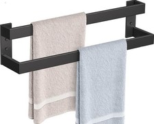 24" Double Towel Bar Black Wall Mount Bathroom Towel Rack Holder 61cm Used