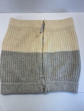LULULEMON 100 MERINO WOOL CREAM GRAY ZIP CLOSURE SCARF WRAP SHAWL SIZE 0/S