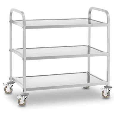 ROYAL CATERING Carrello Di Servizio Da Cucina Acciaio Inox Gastronomia 3 Ripiani 4 Ruote 480 Kg