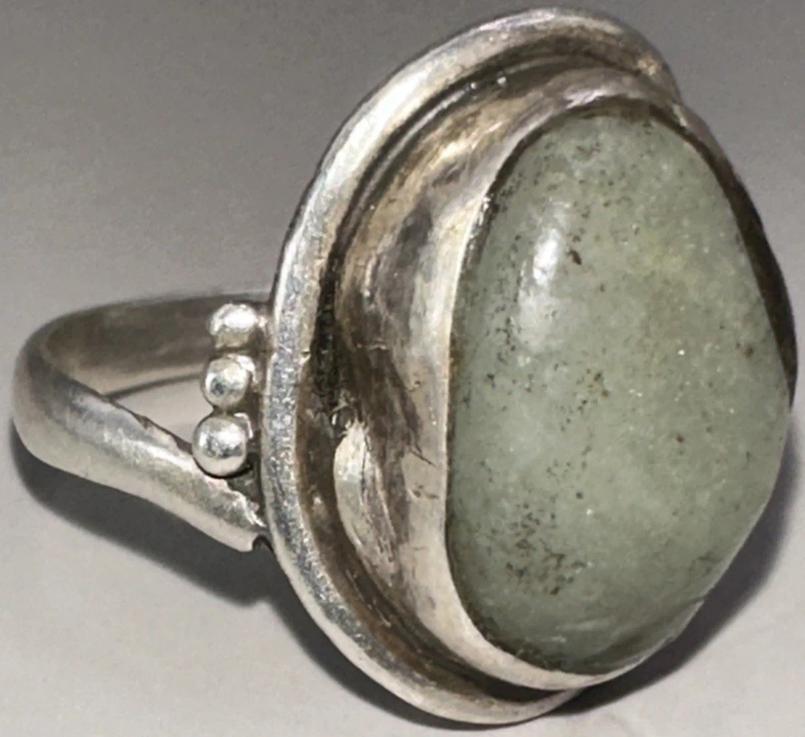 Rough Gemstone Set Sterling Silver Ring Size 5.5(… - image 2