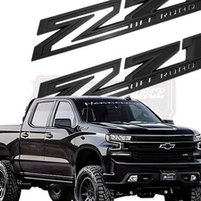 2Pcs Matte Black Z71 Emblems Fender Letter Nameplate For Silverado Z71 Off Road
