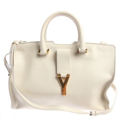 Schultertasche Saint Laurent Weiß Cabas Chic New