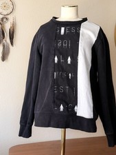 GUESS Black White Colorblock Graphic Sweatshirt Pullover Large