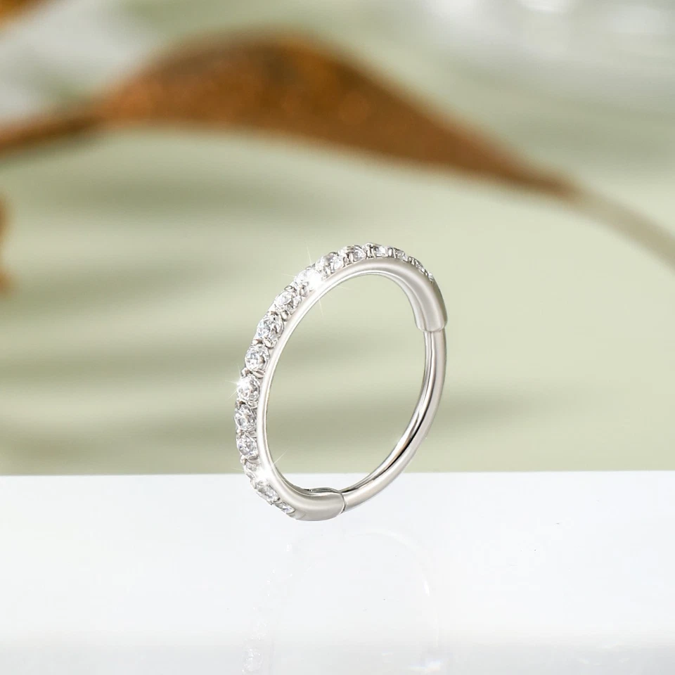 Septum Clicker Surgical Steel CZ 20G 18G 16G Helix Cartilage Lobe Snug Piercing - Image 4 of 4