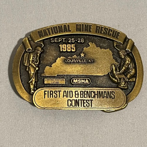National Mine Rescue Belt Buckle 1985 Louisville KY MSHA Limited Edition 1/500
