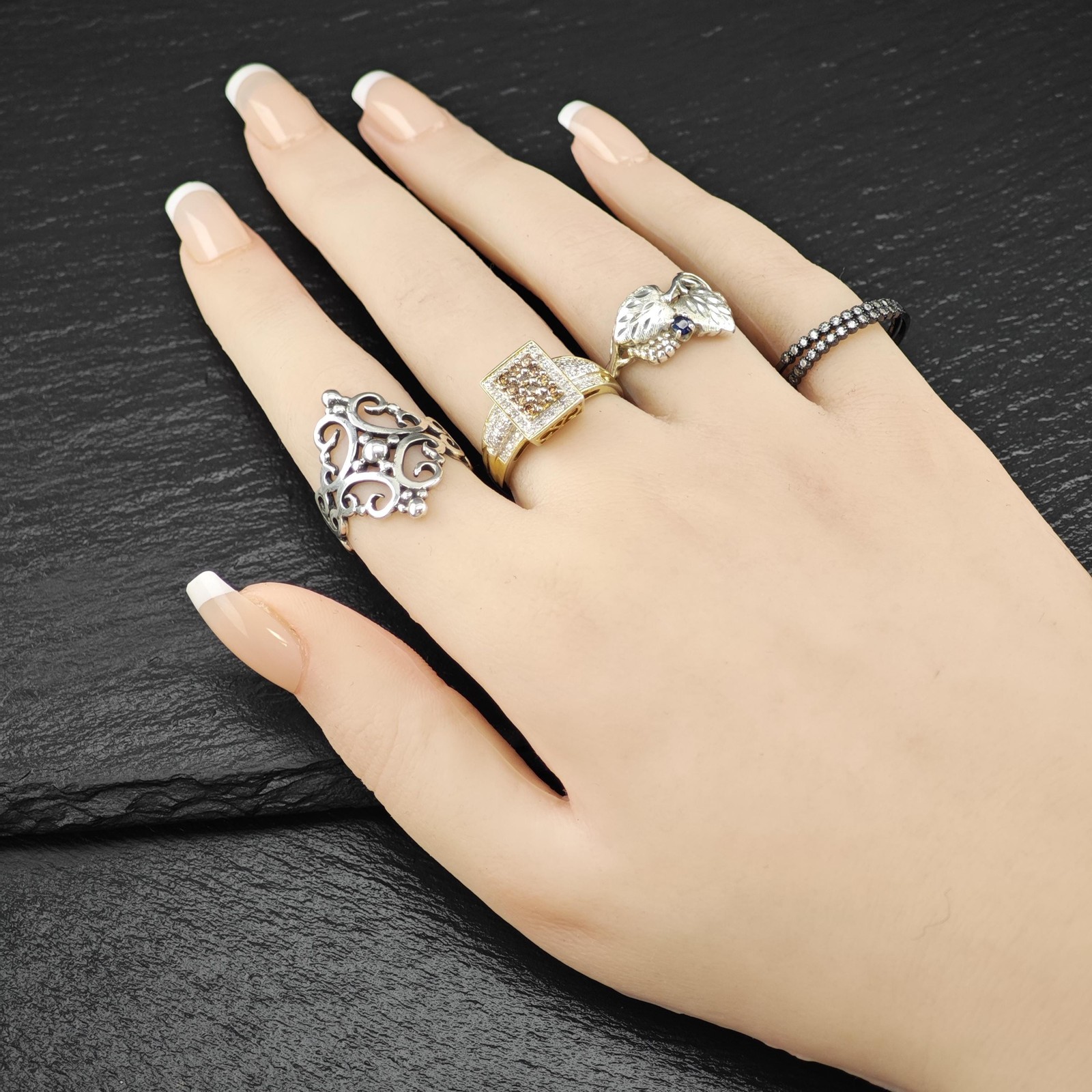 Black Ruthenium Plated Stackable Ring Sterling Si… - image 2