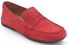 Geox Men's Kosmopolis Penny Loafer Suede Dark Red