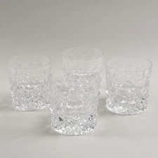 Set of (4) Double Old Fashioned Heavy Crystal Cut Design Clear