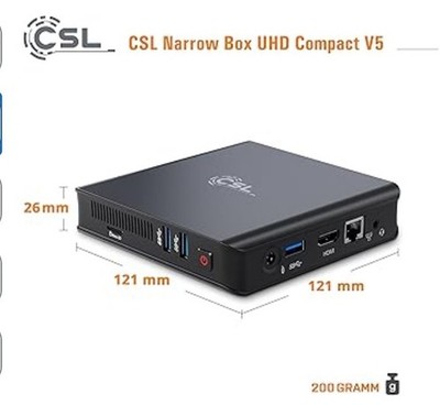 Mini Computer CSL Narrow Box Ultra HD Compact v5 Windows 11 Pro lüfterlos, Intel