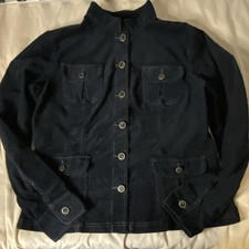 Tommy Hilfiger Women  s Black Button Front Jacket Pockets Mid-Length Size XL