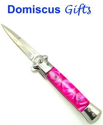 9'' NEW! FALCON Spring Assisted CORAL Pink RETRO POCKET Folding KNIFE Knives