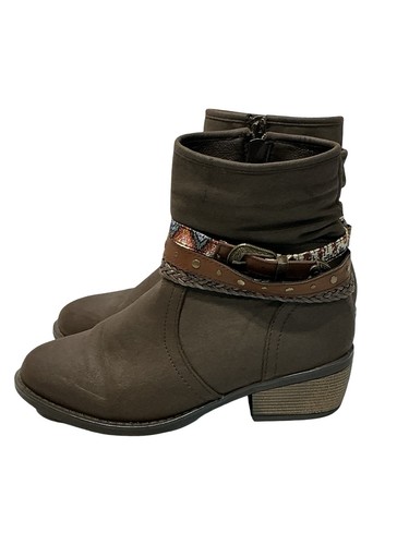 Roper Womens Libbie Brown Faux Leather Ankle Boots Size 7