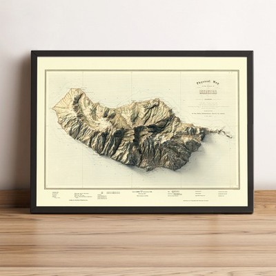 Madeira Island (Portugal) Map, Madeira Isla2D Relief Map - 2D Flat