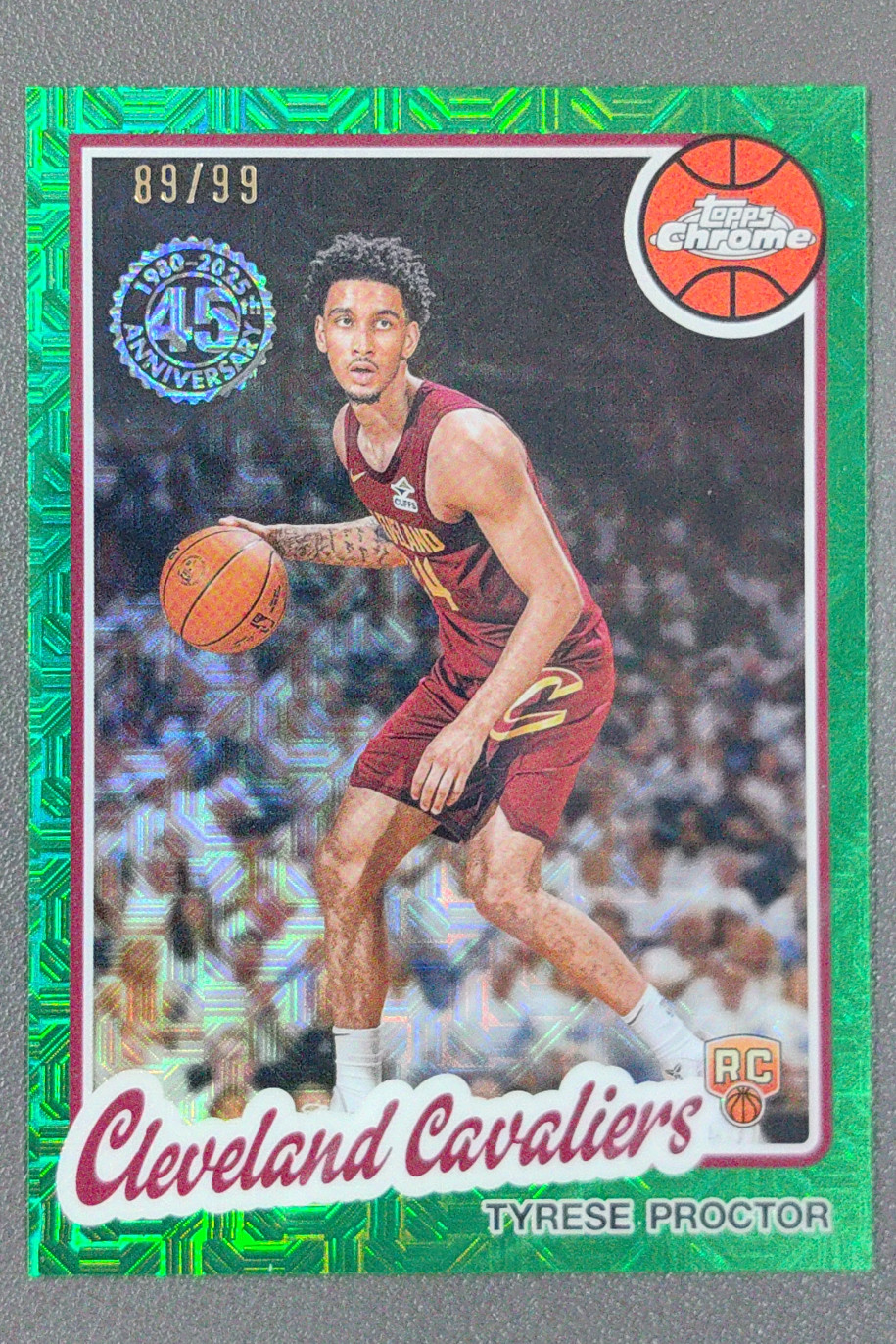 2025-26 Topps Chrome Tyrese Proctor 1980 45th Green Mojo Rookie /99 #TC-TP