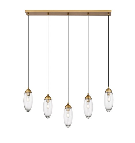 Z-Lite 651P-5L Arden 5 Light 42"W Suspension Linear Pendant - Brass - Picture 4 of 12
