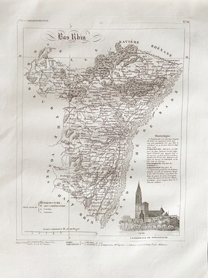 KARTE Atlas Michel Fils Älterer 1850 Département Du Bas-Rhin