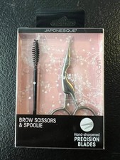 Japonesque Precision Brow Scissors w/ Spoolie Hand-Sharpened Blades Stainless