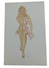 Varga Girl Esky Card Postcard Pinup  Alberto Vargas 1941 Blonde Swimsuit Art Vtg