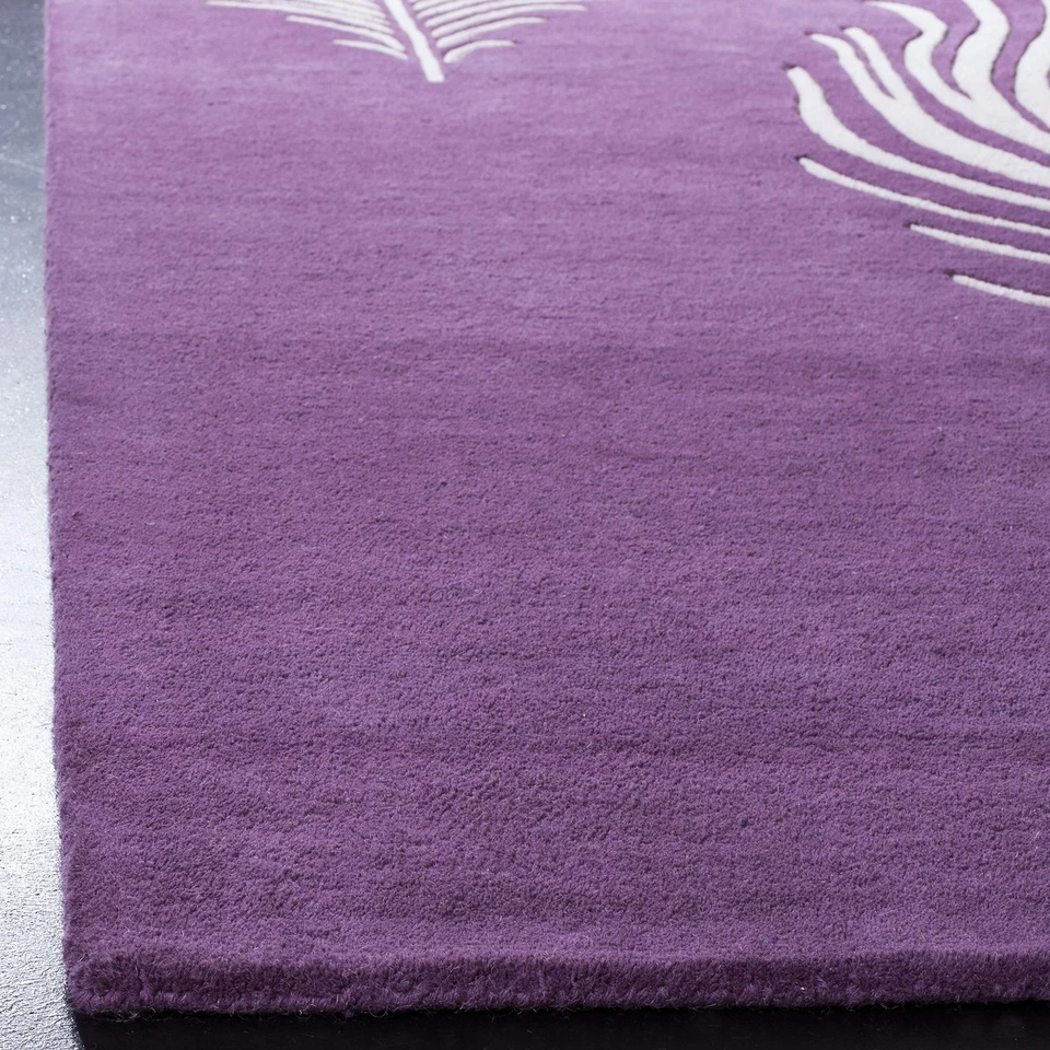 Colección Soho 2'6" x 4' Púrpura/Marfil SOH704A Hecho a Mano Premium Lana y Visc... Foto 2 de 4