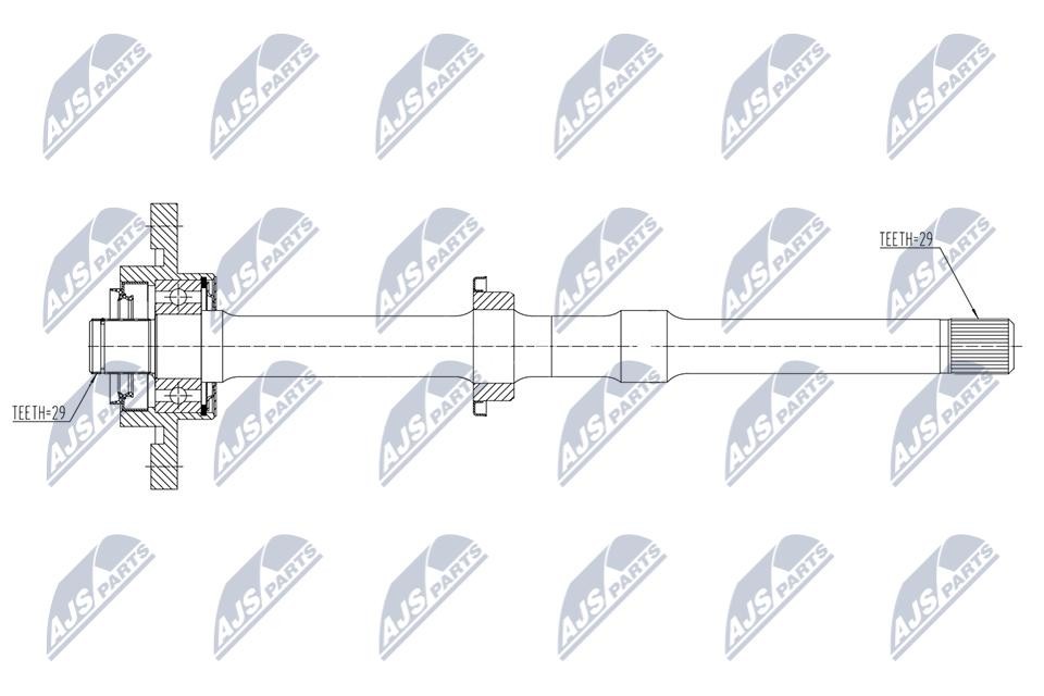 NTY Propeller Shaft Intermediate Shaft NWP-NS-027 for Nissan 500 mm