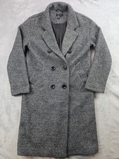 New Look Womens Longline Check Double Breasted Coat Size 8 Soft