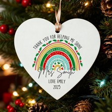 Personalised Teacher Thank You Acrylic Heart Ornament Name Gift From student