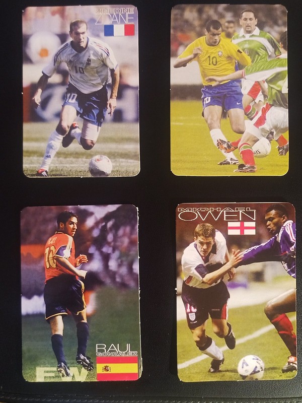 2001 ZINEDINE ZIDANE RIVALDO MICHAEL OWEN RAUL GONZÁLEZ 4 CARD 5 X 3.5" RARE