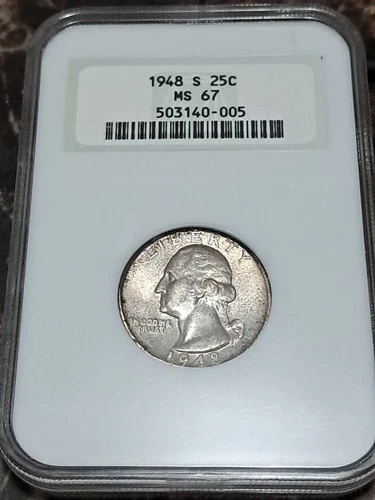 1948 S Washington Quarter MS67 NGC Key Date- Low Mintage! Fatty Holder! Old NGC