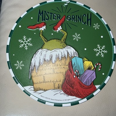 The Grinch Dr. Seuss Christmas 12'' Metal Tin MISTER GRINCH Hanging Sign 2022 NEW