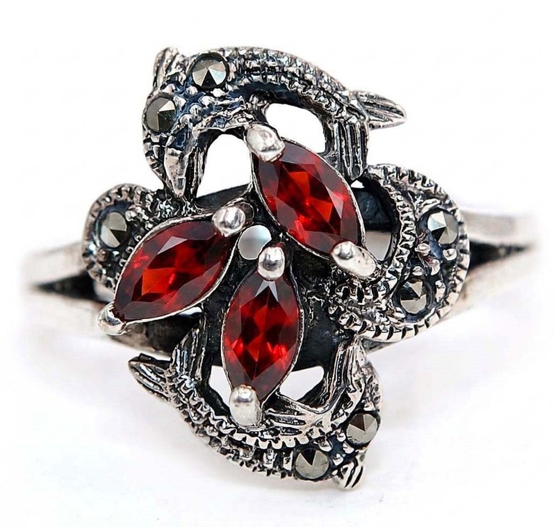 1CT Fire Garnet 925 Solid Sterling Silver Ring Jewelry Sz 8 PC13-8