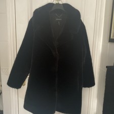 BCBGMaxazria Rich Faux Fur Luxury Black Coat, Size XXL