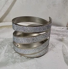 Bath & Body Works Glitter Ribbon Candle Holder Sleeve 3 5/8 Tall  X  4” Wide