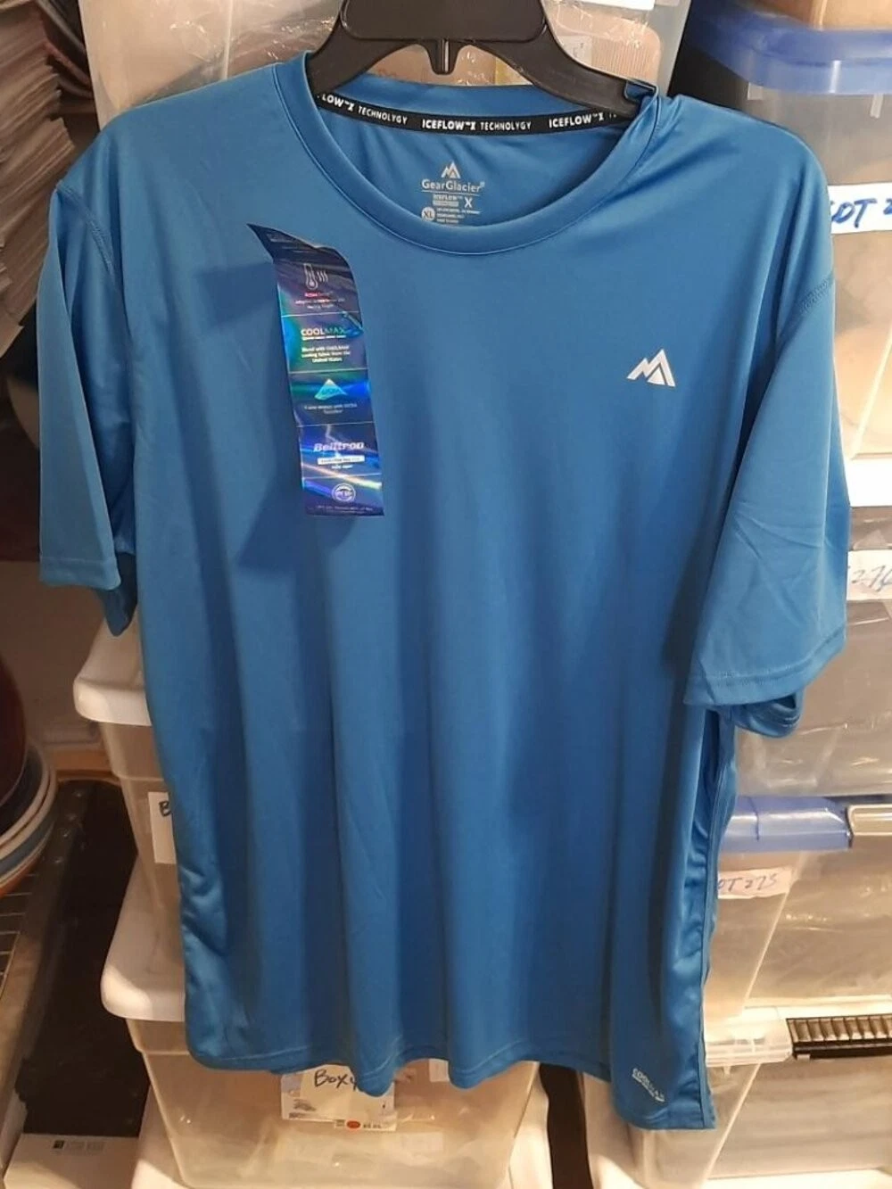 NEW ! Gear Glacier Men Instant Cooling Quick Dry Workout Shirt Blue Size XL