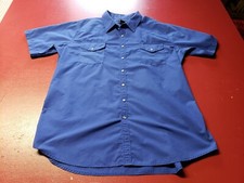 Men's High Noon Pearl Snap Button Up Shirt Blu XXL Cotton Blend Short Sleeve