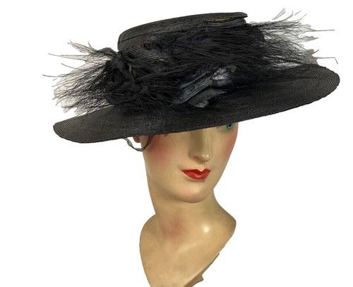 Dramatically Opulent Feathered Wide Brim Winter Hat Exquisitely Jeweled Crown Beloved Millinery Couture Collection | Accessories  main image 3