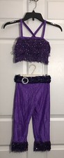 Kelle Purple Dance Costume Fringe Two-piece Medium Child