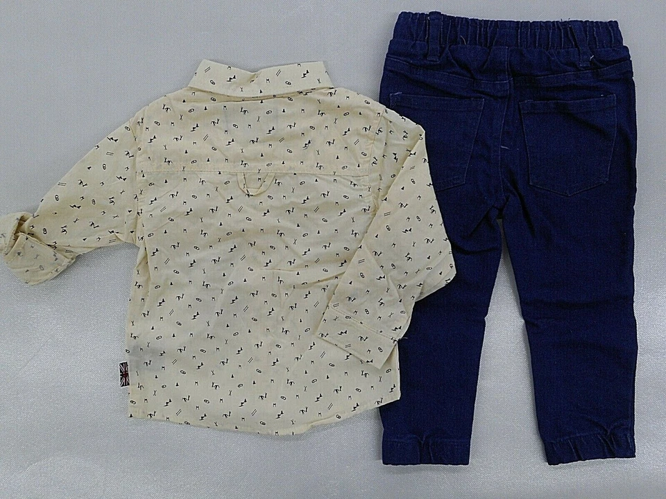 Lavandería inglesa para niños pequeños $44 L.S. Camisa causal y pantalones jogger jean talla 2T-4T Foto 2 de 4