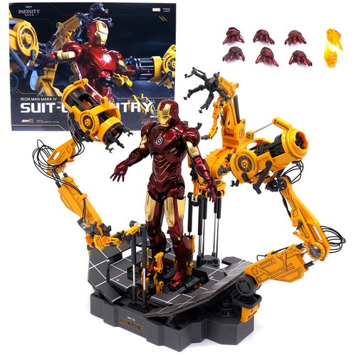 ZD Toys Iron Man MK4 with Suit-up Gantry Action Figure Marvel Avengers Model Toy