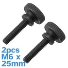 <!--F#f_0-->2pcs M6 x 25mm Black Steel Thumb Screws Knurled Head Nut Lock Clamp Hand Tighten<!--F/-->